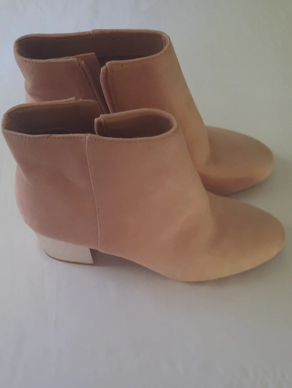 Women's Blush Pink Ankle Boots With Gold Heel